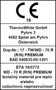 ThermoWhite Certifikácia CE WD70 R R/N Premium